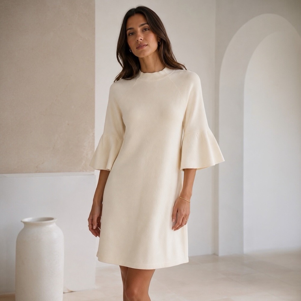 Moth Chester Sweater Dress Ivory Bell Sleeve Knit Size S NWT Quiet Luxury